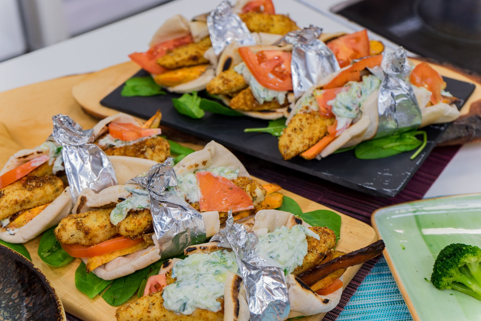 Easy Greek Gyros with breaded chicken fillets, fries & tzakziki - Dewfresh Products