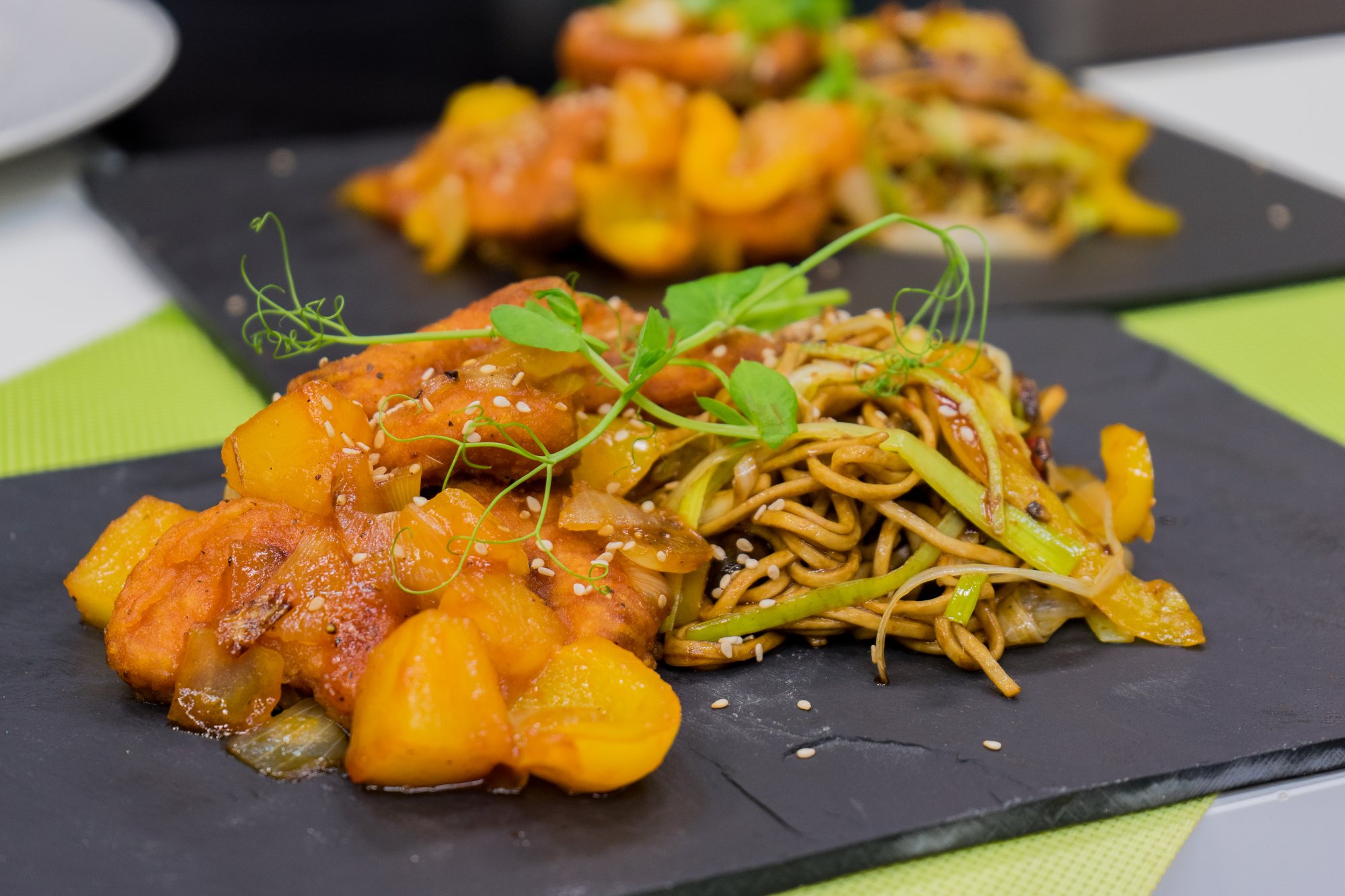 Sweet and sour chicken nuggets and stir fried noodles (Chef Neil) - Dewfresh Products